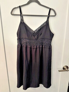 Black Lace Trim Mini Dress Like New